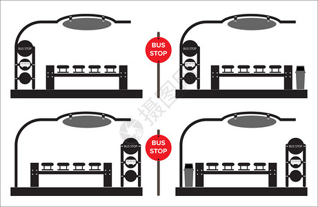 公交站台图图片