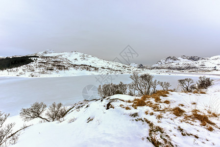 冬季挪威洛福滕群岛的奥斯高清图片