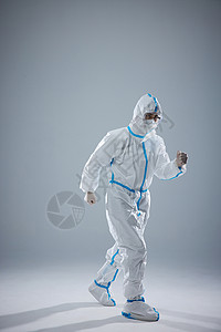新型冠状病毒感染穿防护服的医护人员奔跑形象背景