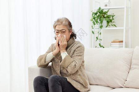 手冷居家老人生病感冒背景