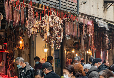 武汉天兴街新年年货腊肉背景图片
