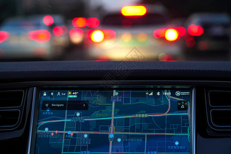 灯光地图汽车驾驶时屏幕显示的实时路况背景