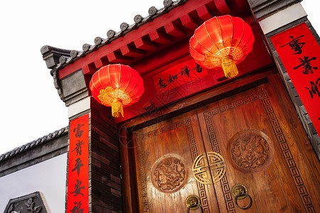 中式庭院门前图片