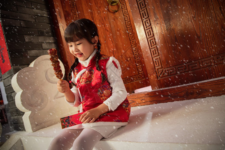 吃糖葫芦的小女孩图片