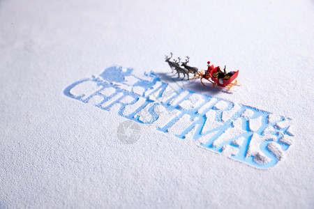 圣诞节英文和坐雪橇的圣诞老人图片