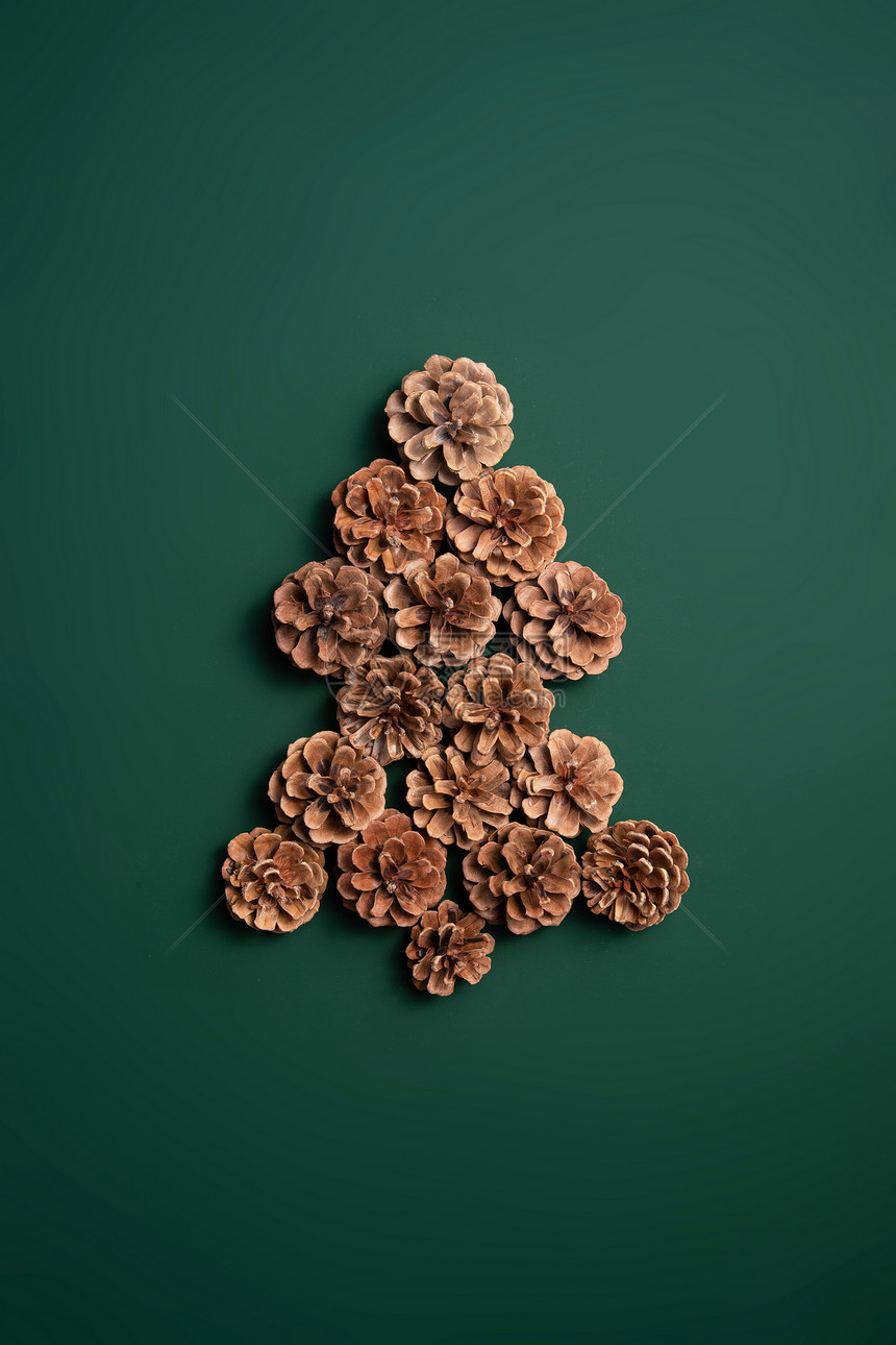 松果组成的圣诞树图片