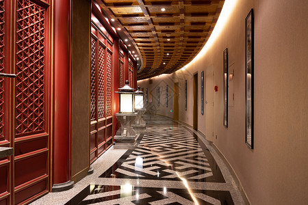 中式走廊背景图片