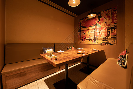 海报灯光装饰日料餐厅包房内部背景