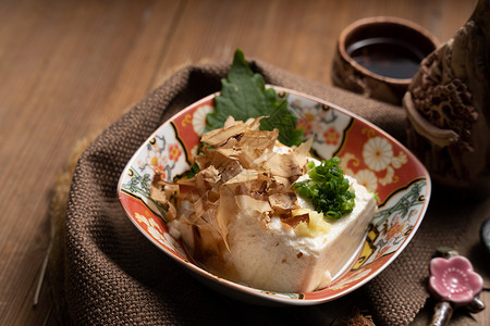 日式冷豆腐日式凉拌冷豆腐背景