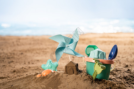 铲子玩具海滩静物背景