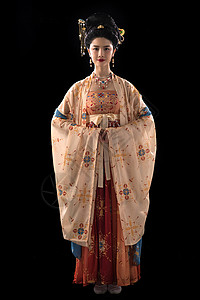 中国古代女子影棚拍摄漂亮的古风女子背景