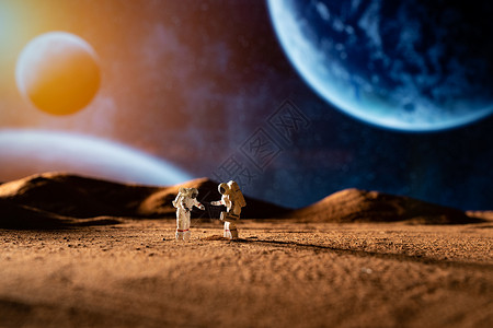 任务执行宇航员在月球执行任务背景
