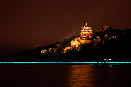 北京颐和园夜景背景