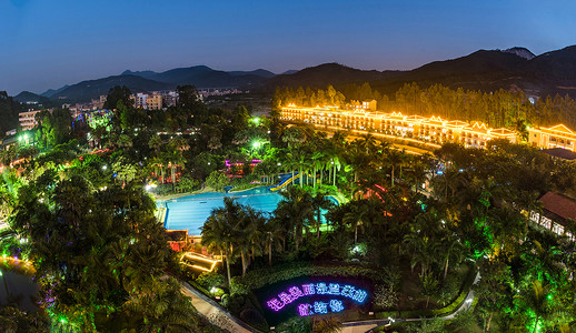 水上乐园夜景广东省清远市新银盏度假村夜景背景