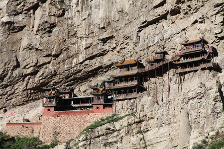 山西省大同悬空寺古典风格高清图片素材