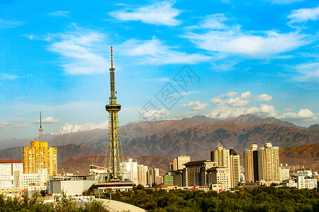 电视标志新疆乌鲁木齐电视塔背景