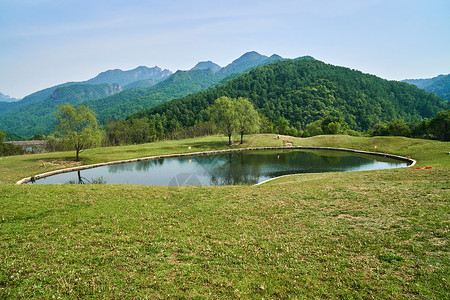 涨渡湖北京延庆玉渡山风景区背景