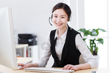 互联网美女客服青年女客服背景