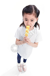一根冰棍可爱的小女孩吃冰棍背景