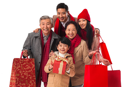 幸福家庭新年购物户内高清图片素材