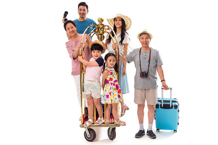 幸福的三代家庭旅行图片素材