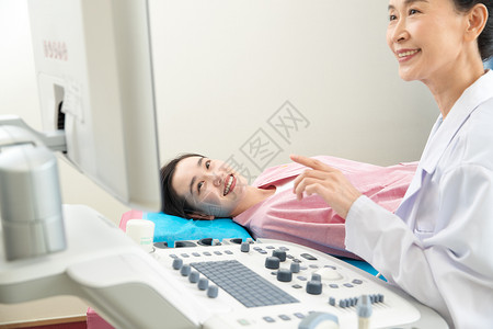 超声波检查医生给病人检查身体背景