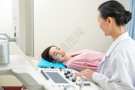 超声波检查医生给病人检查身体背景