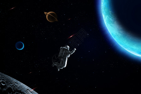 矢量星空鹿插画航天员在宇宙空间遨游背景