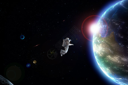 航天员在宇宙空间遨游背景图片