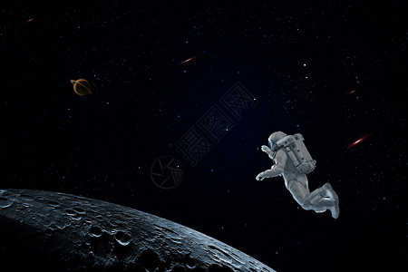科技插画背景航天员在宇宙空间遨游背景