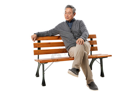 坐在长椅上的老年人背景图片