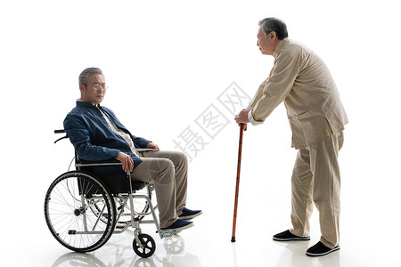 行动不便的老年人中式衣领高清图片素材