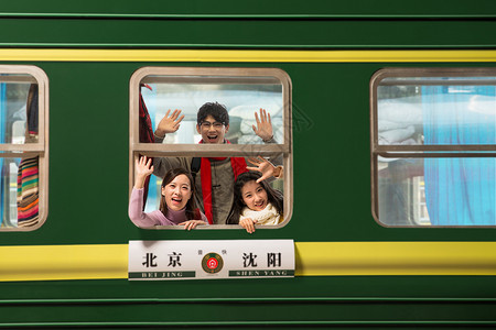 春运元素青年男女在火车里背景