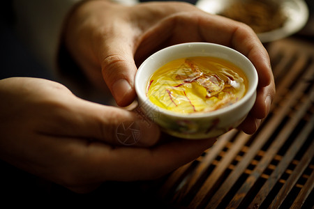 黄色藏红花藏红花虫草牛蒡茶背景