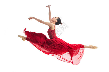 芭蕾舞美女腿穿红色裙子跳芭蕾舞的青年女人背景