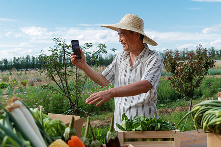农民在线直播销售农产品展示高清图片素材