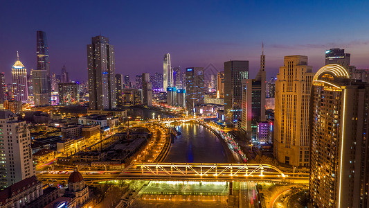 天津海河两岸夜景城市风光背景图片