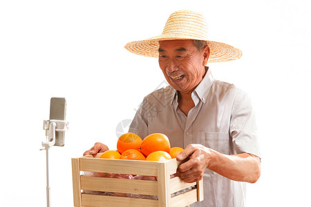 农民在线直播销售水果幸福高清图片素材