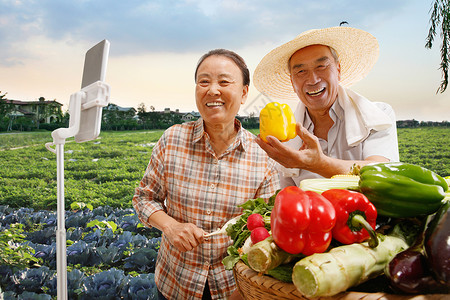 农民在线直播销售农产品新农村高清图片素材