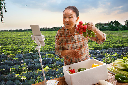 农民在线直播快递农产品互联网高清图片素材