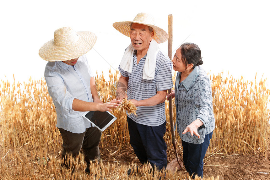 科研人员和农民交流技术图片