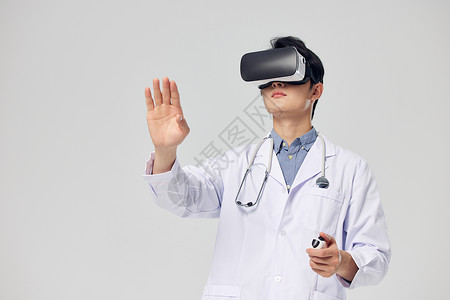 科技就诊戴vr眼镜在线就诊的医生背景