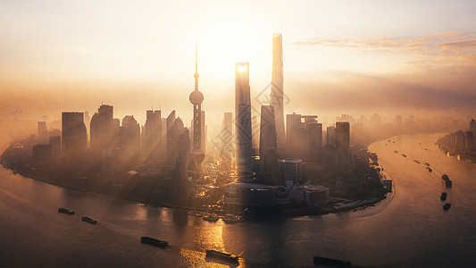 上海陆家嘴金融中心日出高清图片