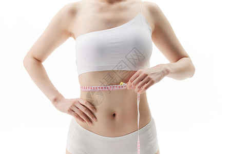 女子减肥瘦身量腰围背景图片