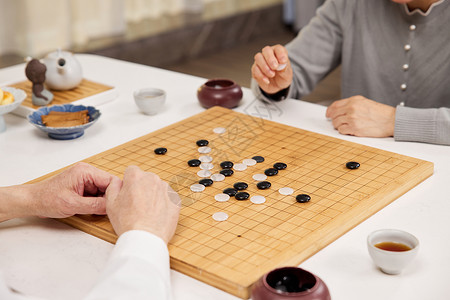 老年人下棋特写背景图片