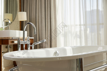沐浴阳光素材高端酒店浴缸背景