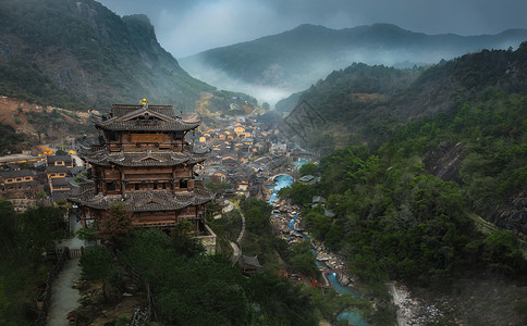 古风仙侠江西上饶望仙谷风光背景