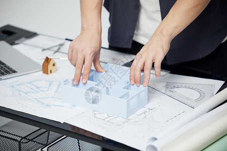 建筑平面制作建筑模型设计特写背景