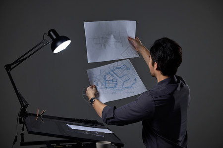 房间平面建筑设计师研究图纸背影背景