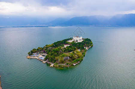 大理风情云南大理洱海南诏风情岛4A景区航拍背景